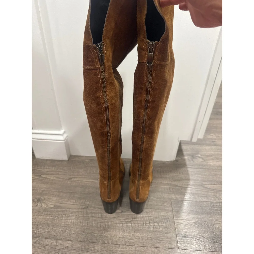 Steve Madden Womens Brown Suede Over The Knee Block Heel Boots Size 9